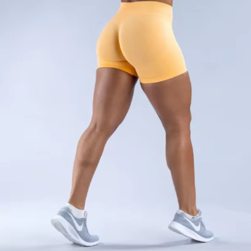Three-Waist Pleated Seamless Yoga Shorts