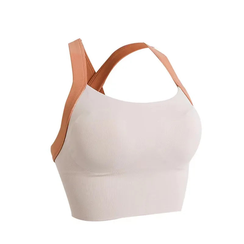 High-Support Padded Sports Bra – Square Neck, Open Back