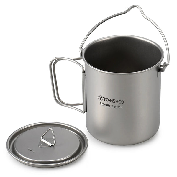 TOMSHOO 750ml Titanium Camping Pot & Mug