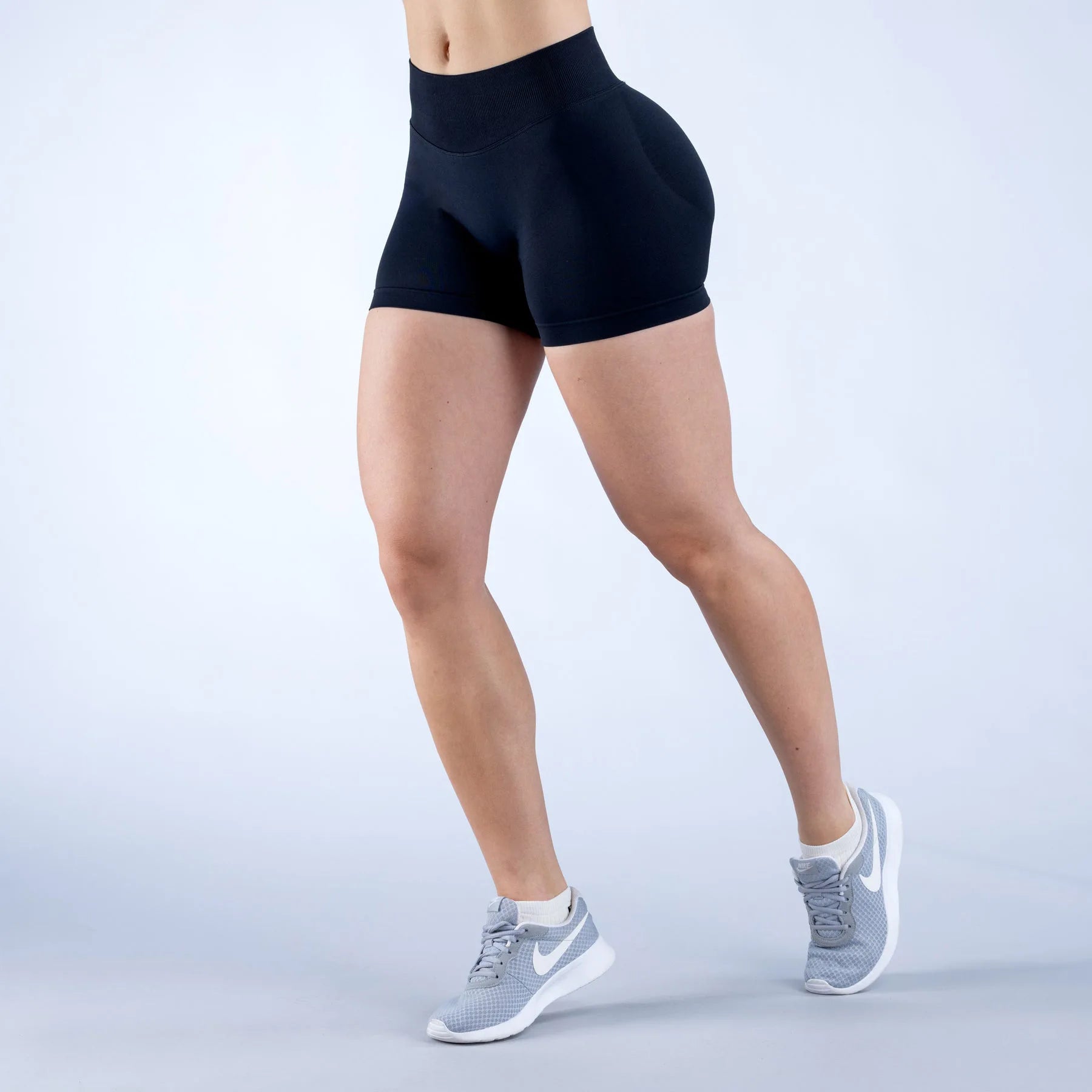 Three-Waist Pleated Seamless Yoga Shorts