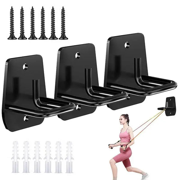 3pcs Multi-Purpose Gym Hooks – Wall-Mounted Fitness Storage